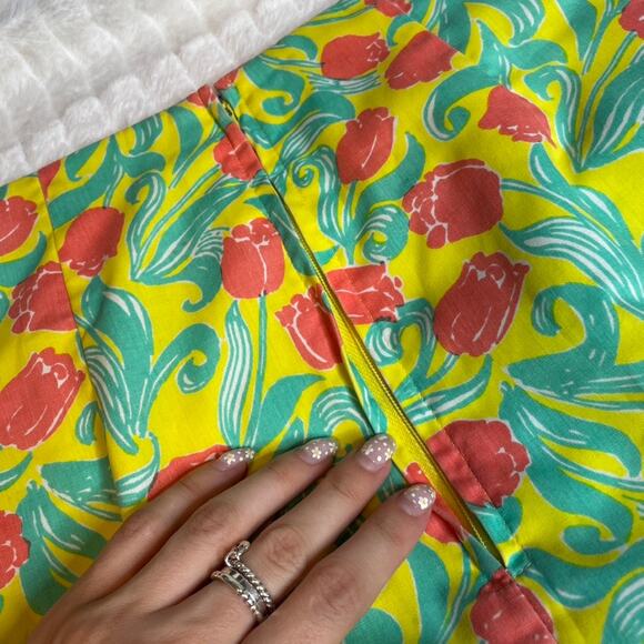 LILLY PULITZER 60s/70s Mini Skirt Tulip Floral Yellow‎ Vintage Retro Pocket - Picture 8 of 8